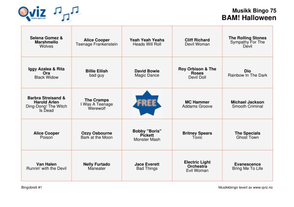 BAM! What a Music Bingo Halloween - Bilde 5