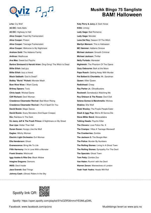 BAM! What a Music Bingo Halloween - Bilde 4