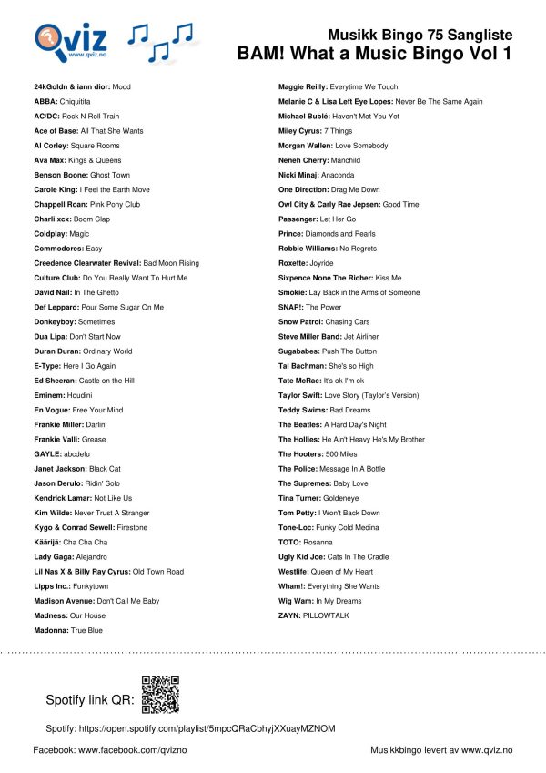 BAM! What a Music Bingo Vol 1 - Bilde 17