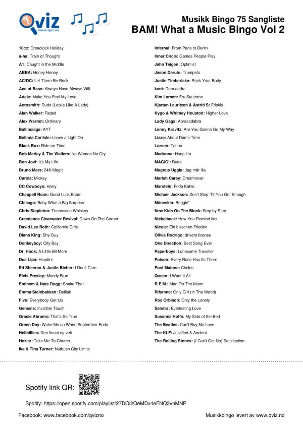 BAM! What a Music Bingo Vol 2 - Bilde 17