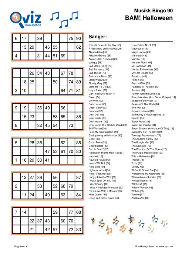 BAM! What a Music Bingo Halloween - Bilde 3
