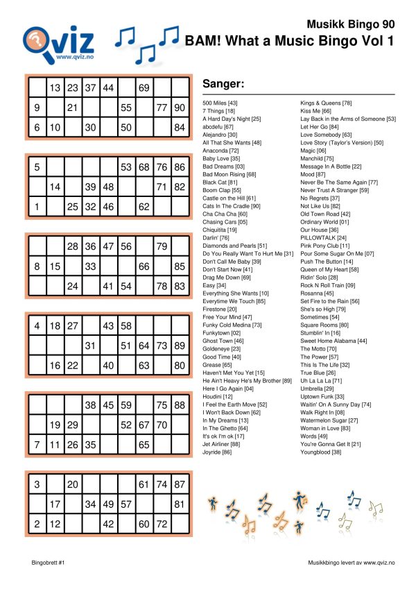 BAM! What a Music Bingo Vol 1 - Bilde 18
