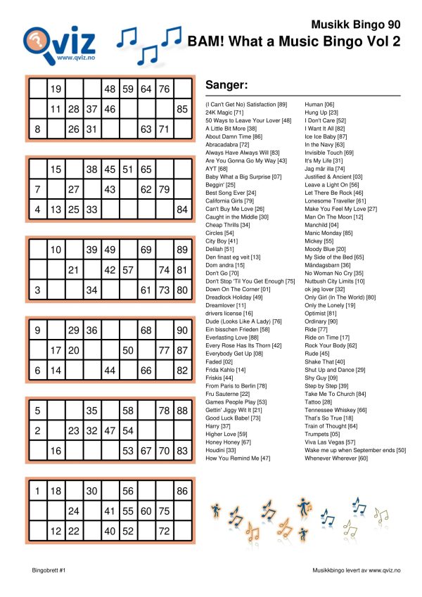 BAM! What a Music Bingo Vol 2 - Bilde 18