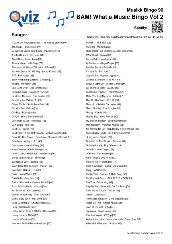 BAM! What a Music Bingo Vol 2 - Bilde 19