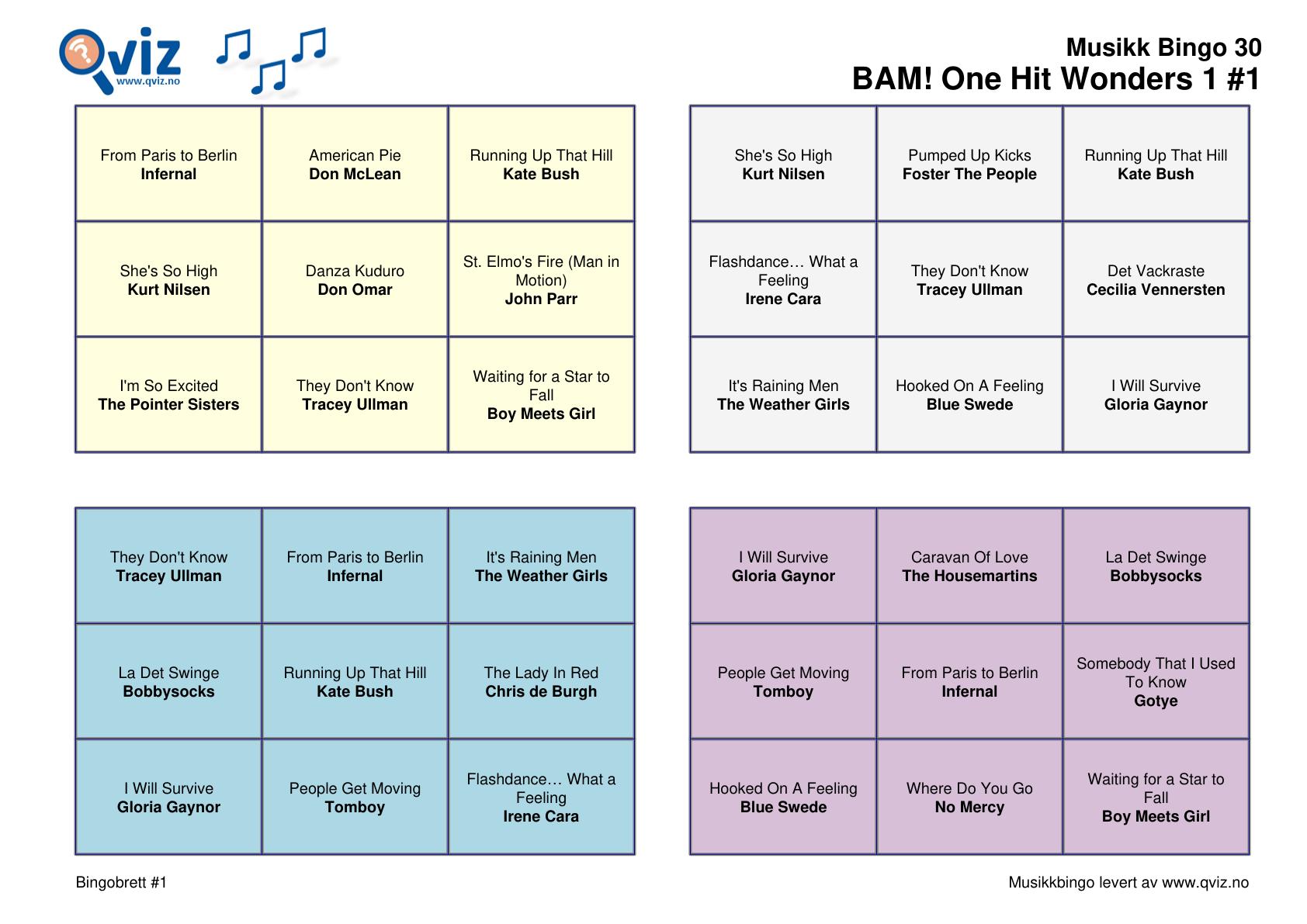 BAM! What a Music Bingo One Hit Wonders 1 - Bilde 19