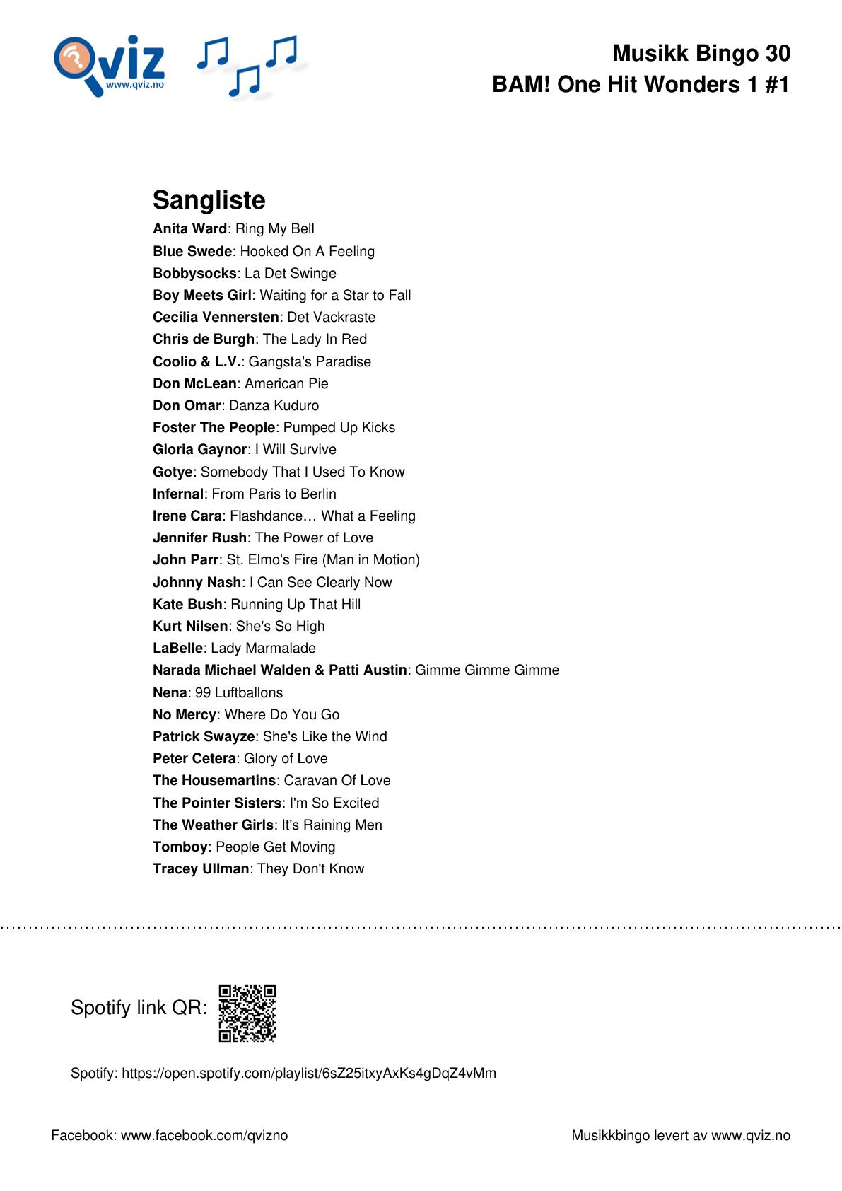 BAM! What a Music Bingo One Hit Wonders 1 - Bilde 18