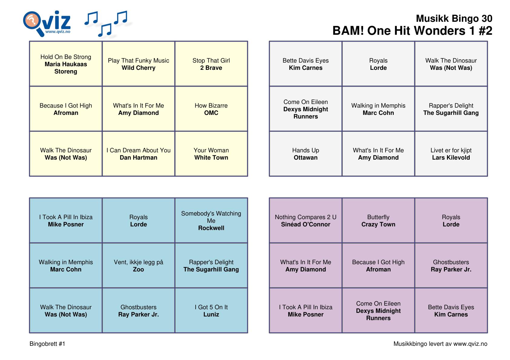 BAM! What a Music Bingo One Hit Wonders 1 - Bilde 17