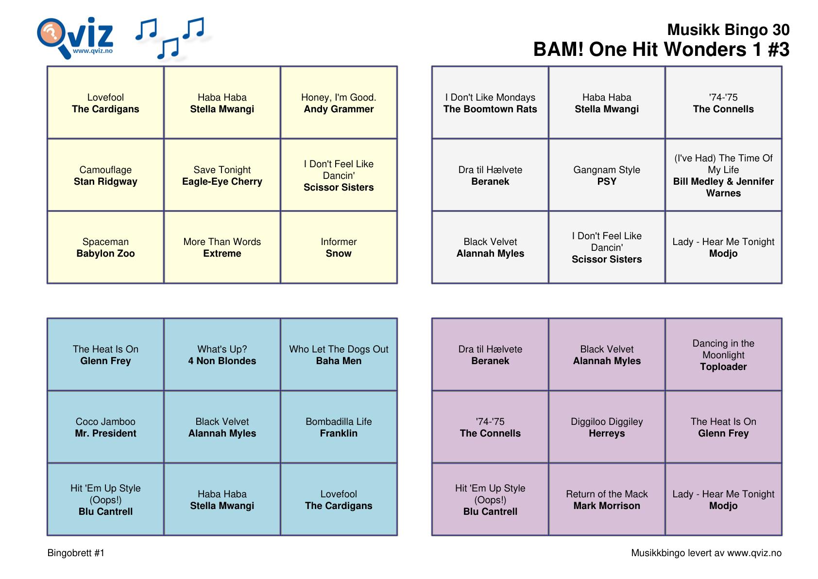 BAM! What a Music Bingo One Hit Wonders 1 - Bilde 15