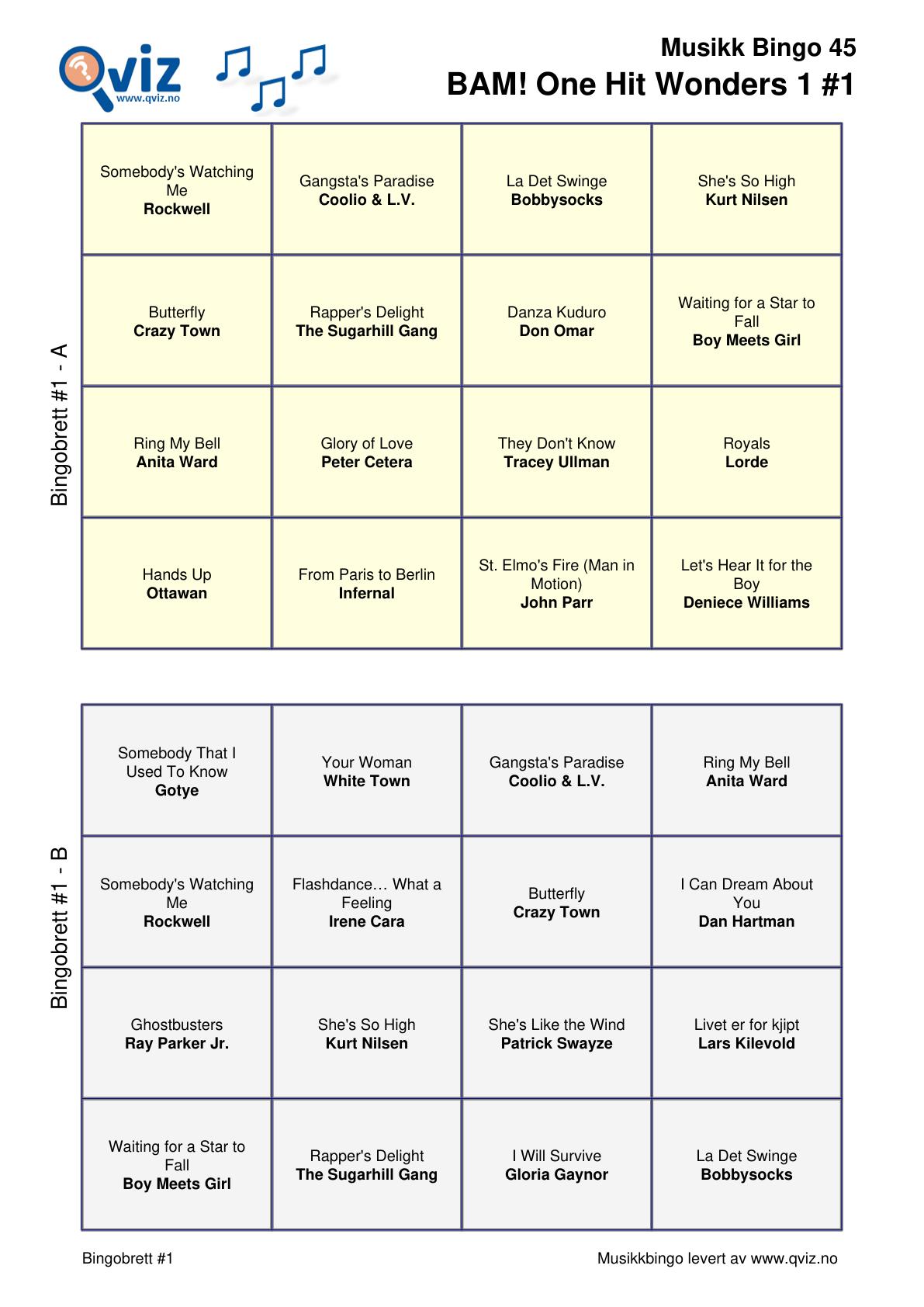 BAM! What a Music Bingo One Hit Wonders 1 - Bilde 11