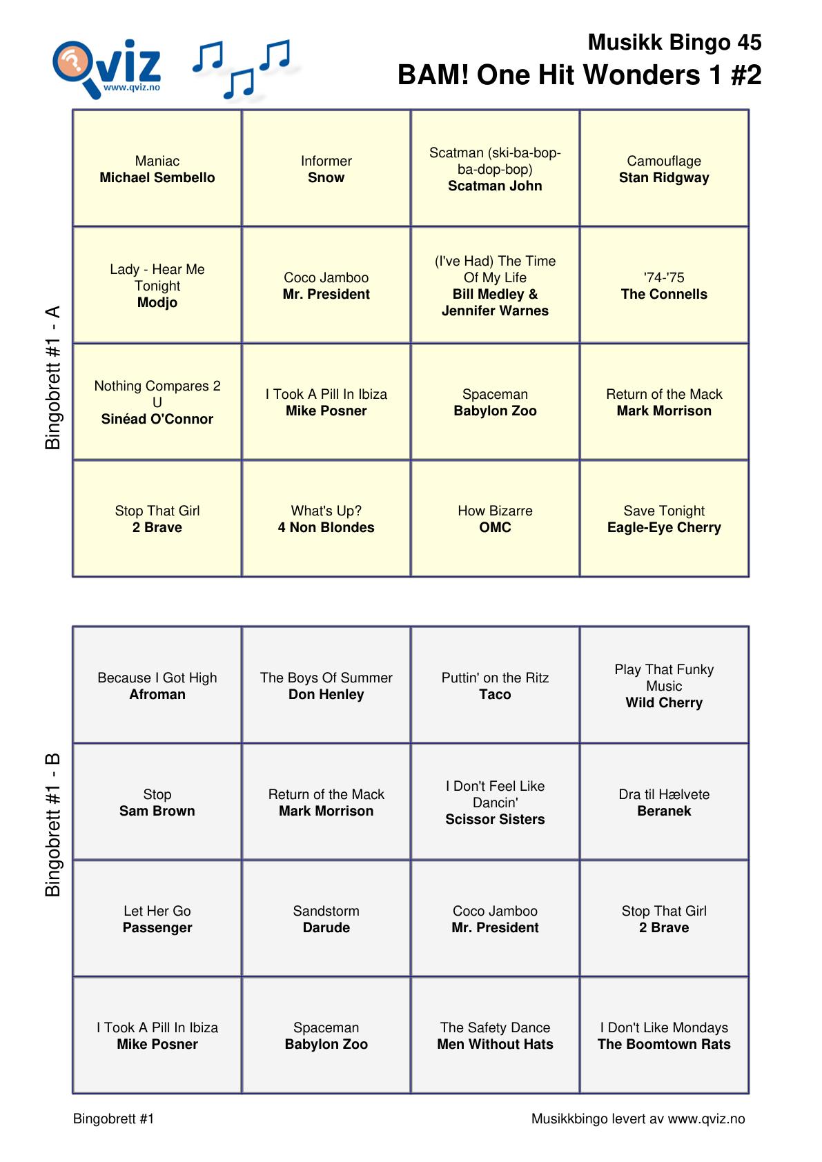 BAM! What a Music Bingo One Hit Wonders 1 - Bilde 9