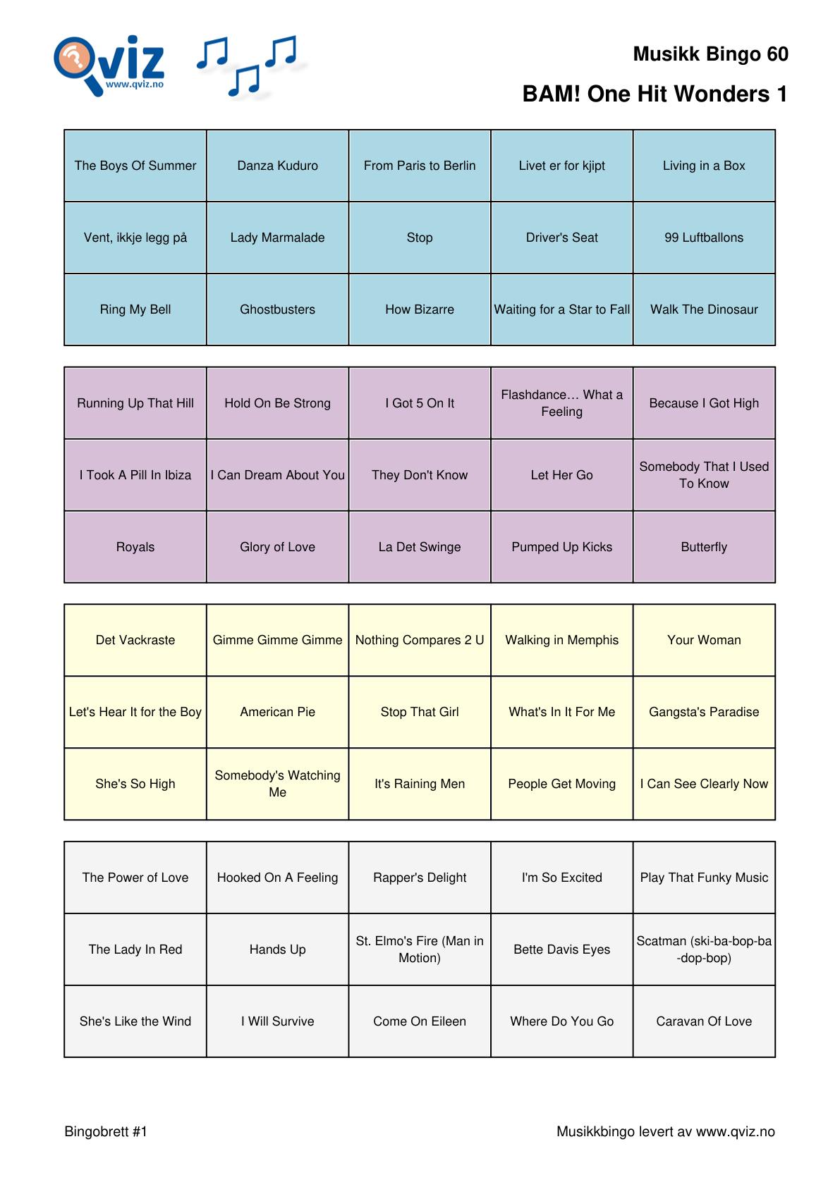 BAM! What a Music Bingo One Hit Wonders 1 - Bilde 7