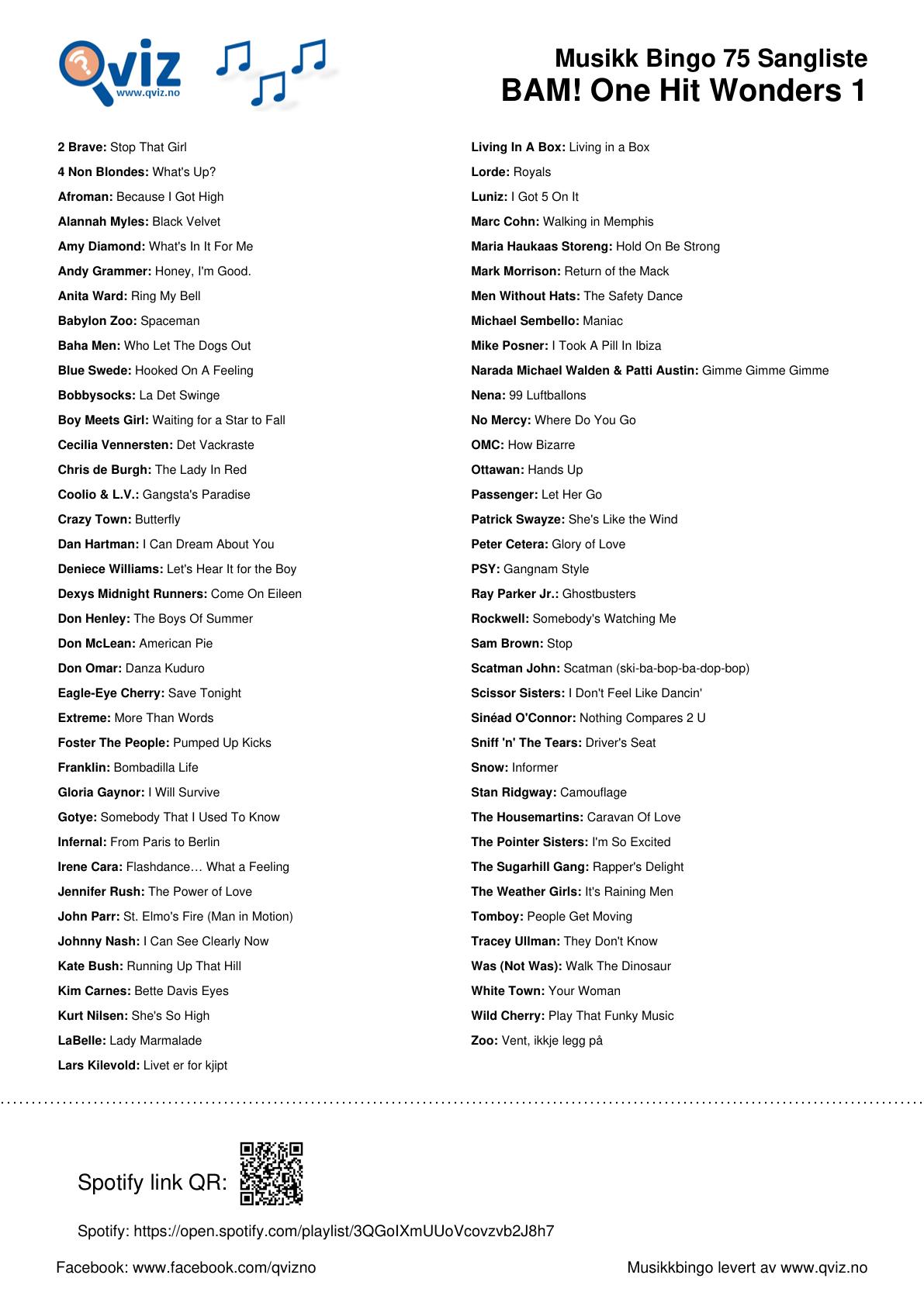 BAM! What a Music Bingo One Hit Wonders 1 - Bilde 4