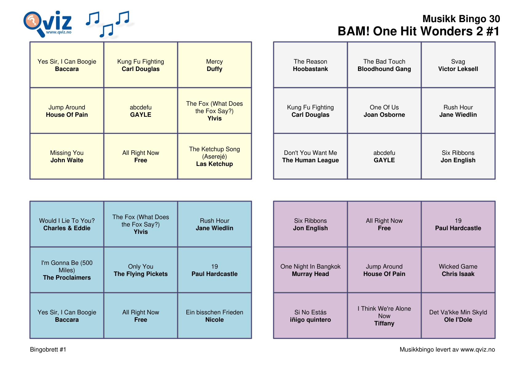 BAM! What a Music Bingo One Hit Wonders 2 - Bilde 19