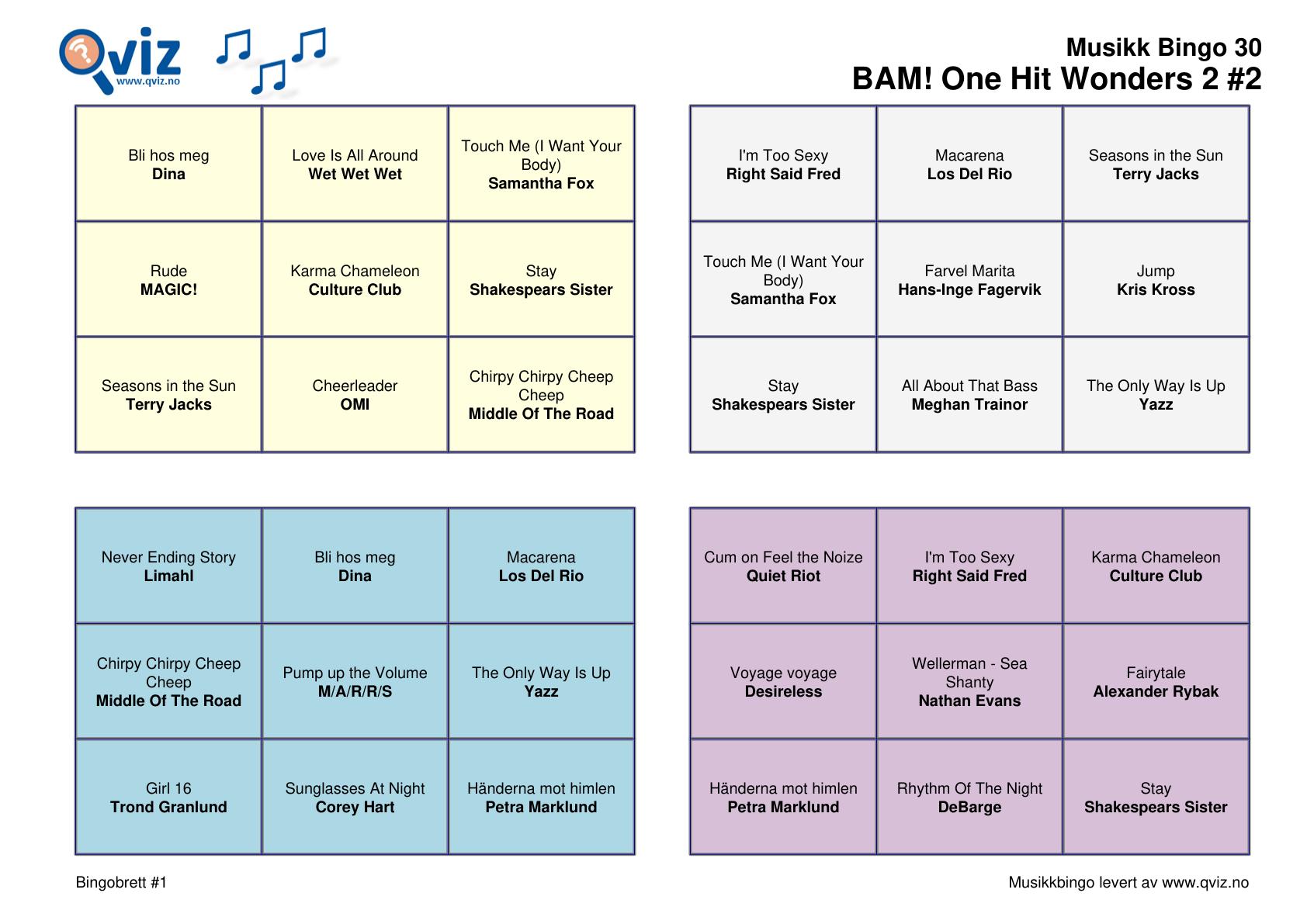 BAM! What a Music Bingo One Hit Wonders 2 - Bilde 17