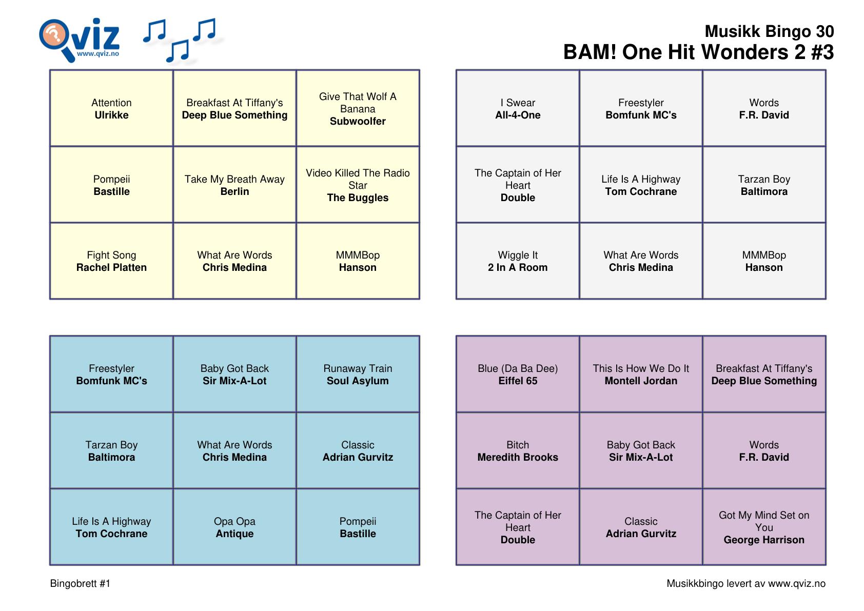 BAM! What a Music Bingo One Hit Wonders 2 - Bilde 15