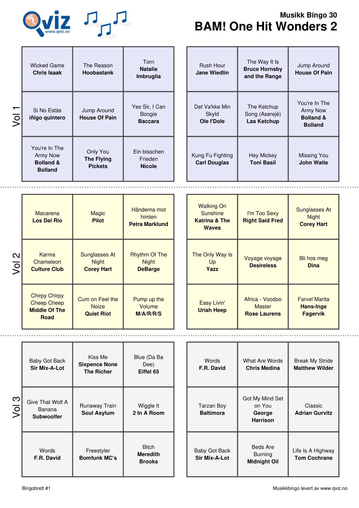 BAM! What a Music Bingo One Hit Wonders 2 - Bilde 13