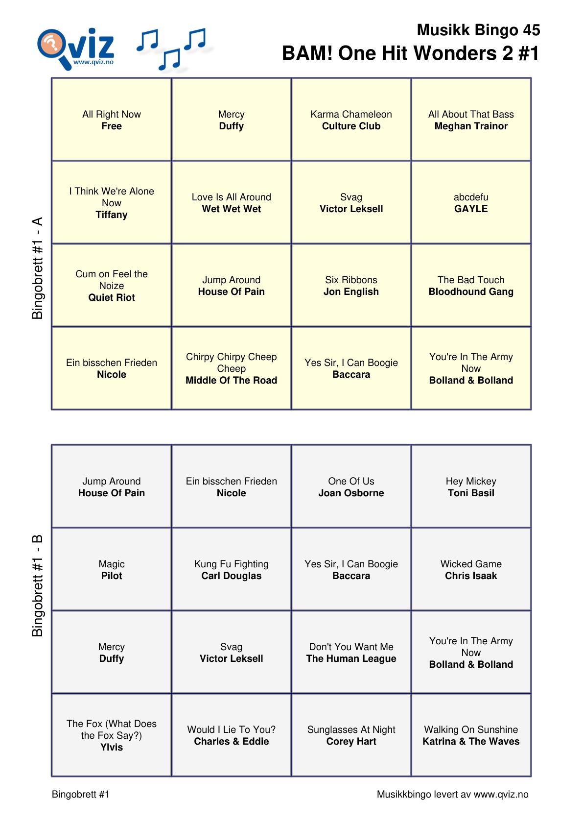 BAM! What a Music Bingo One Hit Wonders 2 - Bilde 11