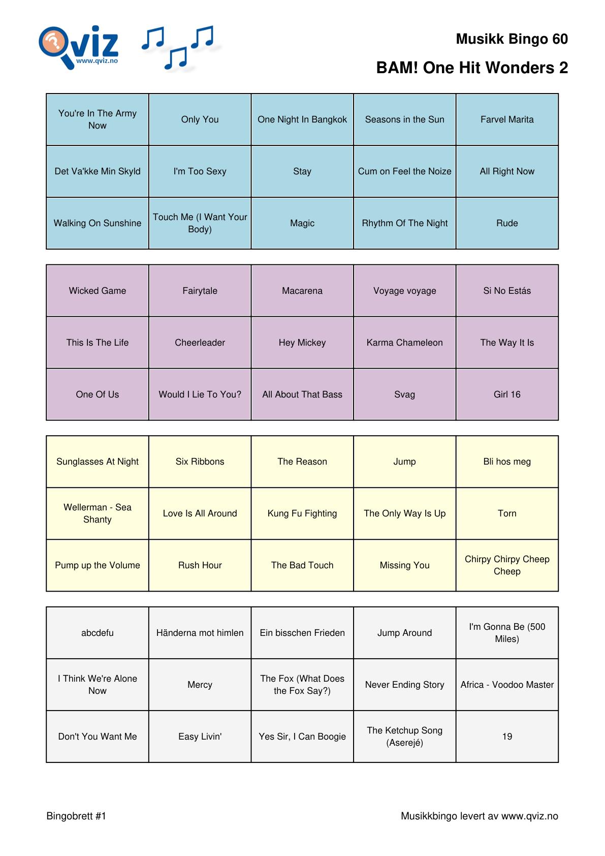 BAM! What a Music Bingo One Hit Wonders 2 - Bilde 7