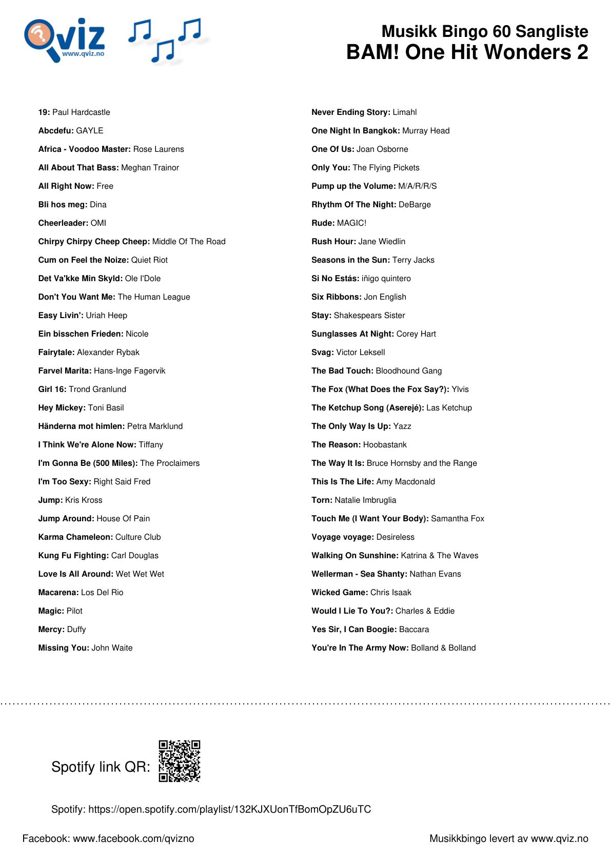 BAM! What a Music Bingo One Hit Wonders 2 - Bilde 6