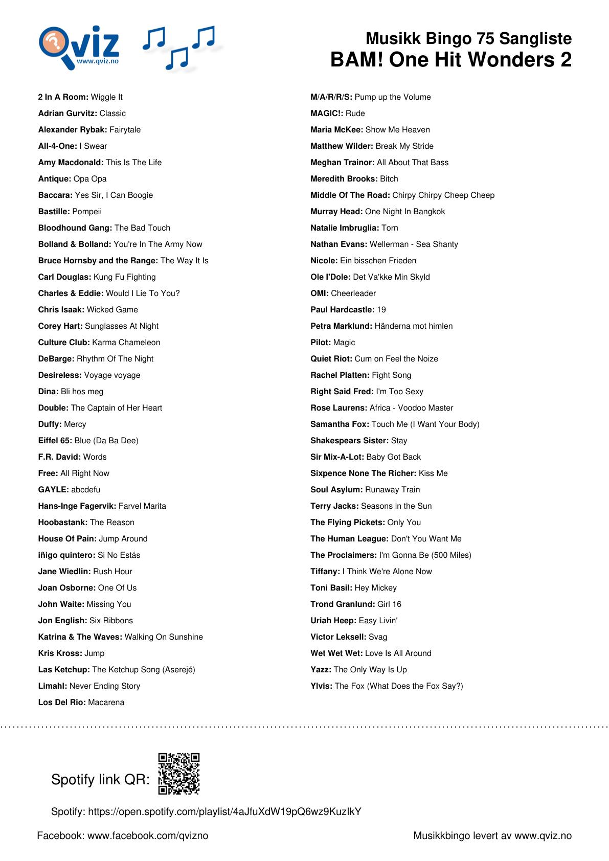 BAM! What a Music Bingo One Hit Wonders 2 - Bilde 4