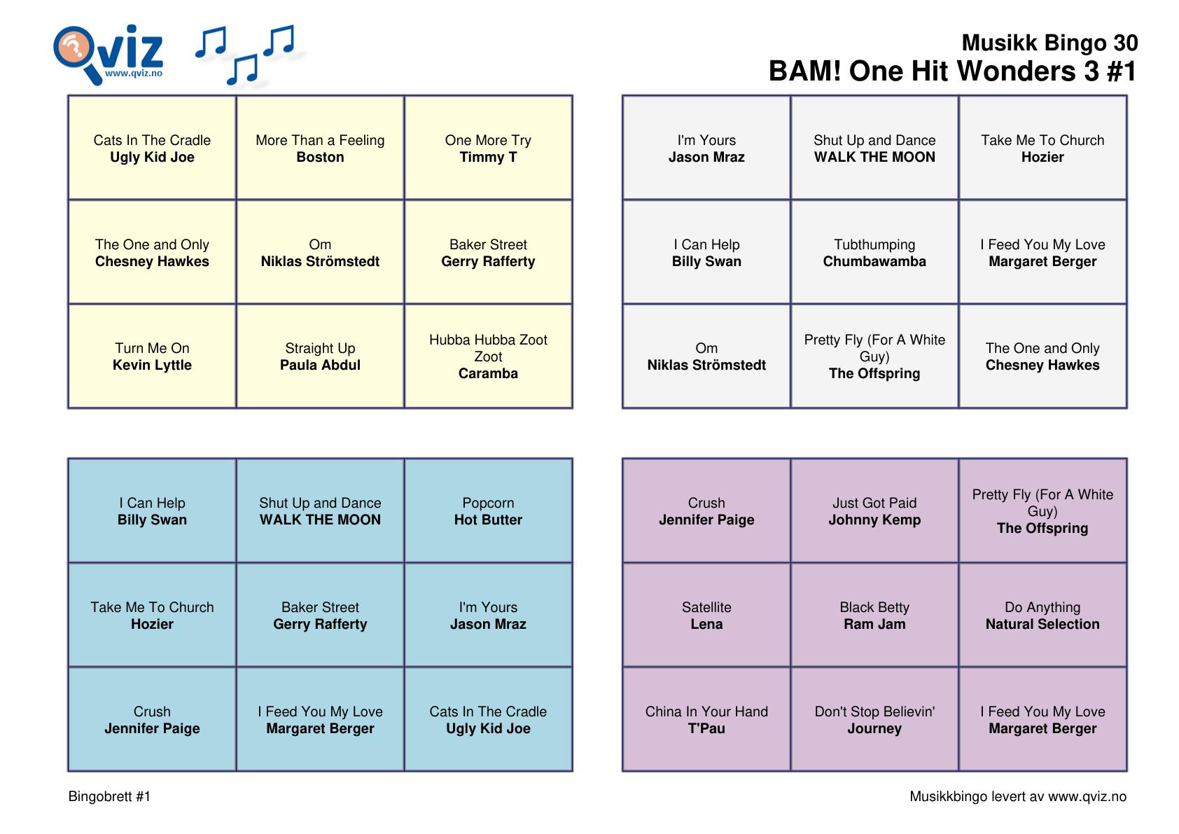 BAM! What a Music Bingo One Hit Wonders 3 - Bilde 19