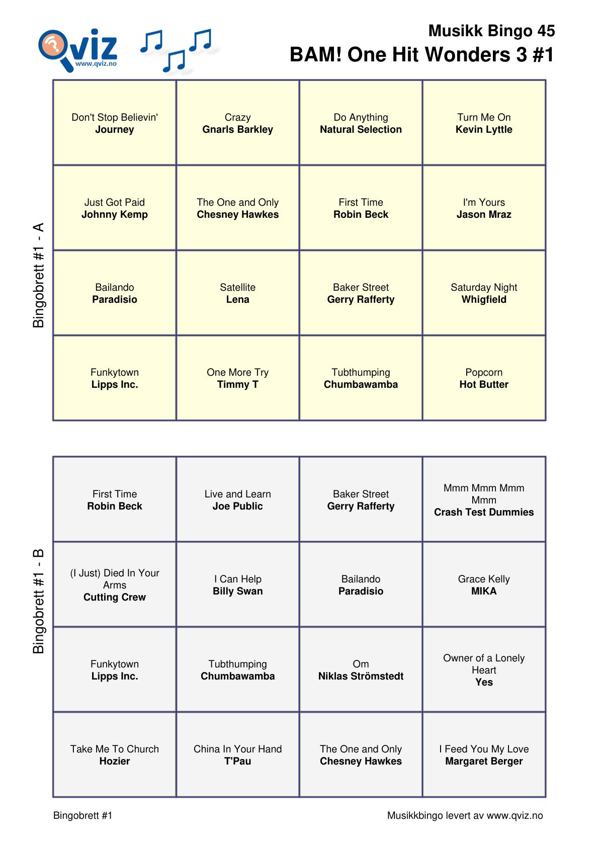 BAM! What a Music Bingo One Hit Wonders 3 - Bilde 11