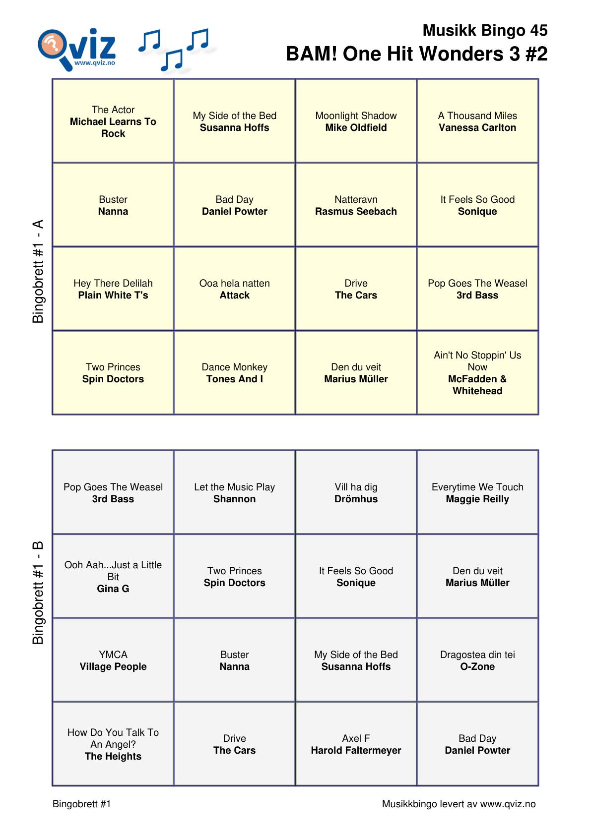 BAM! What a Music Bingo One Hit Wonders 3 - Bilde 9