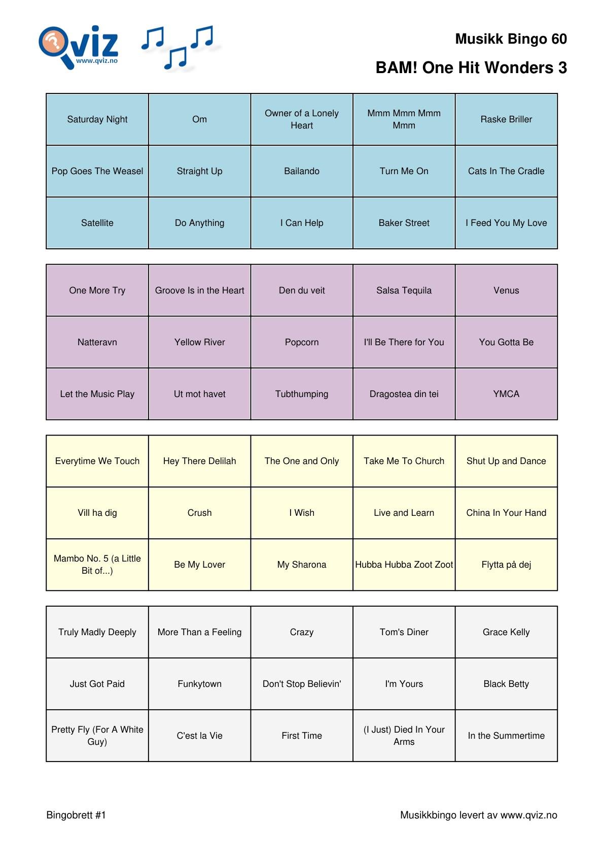 BAM! What a Music Bingo One Hit Wonders 3 - Bilde 7