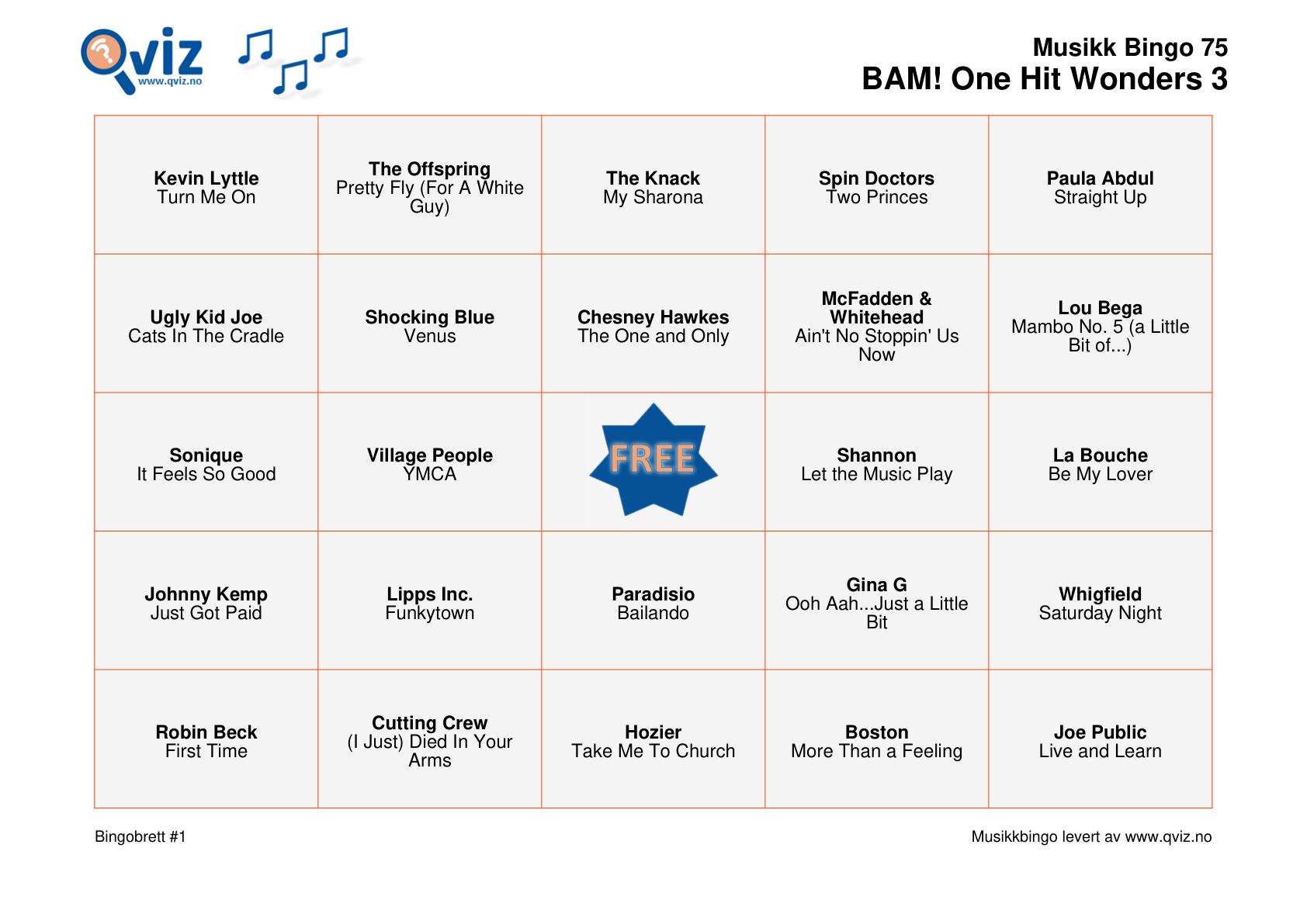 BAM! What a Music Bingo One Hit Wonders 3 - Bilde 5