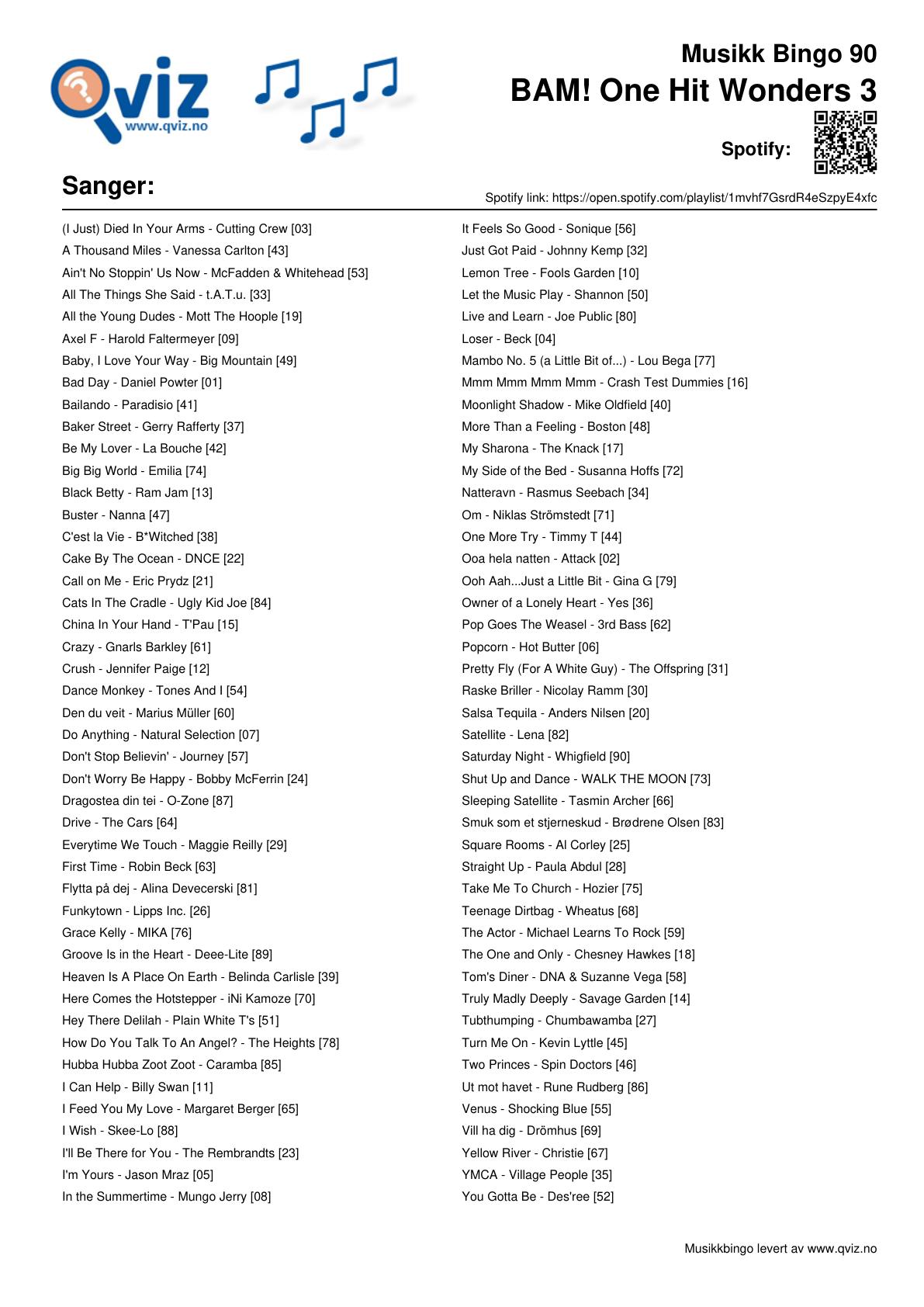 BAM! What a Music Bingo One Hit Wonders 3 - Bilde 2