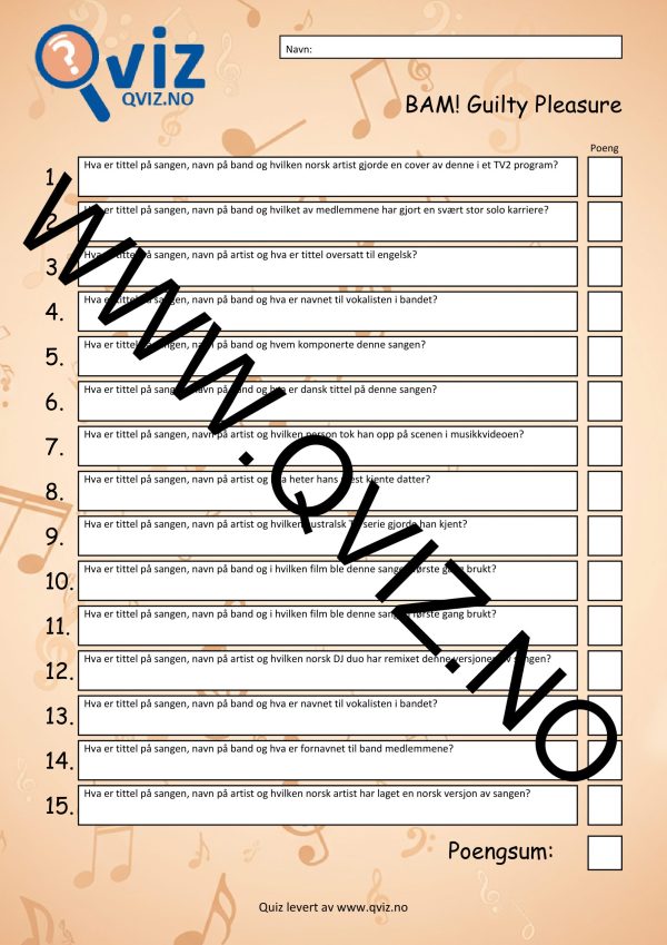 BAM! What a Music Bingo Guilty Pleasure - Bilde 21