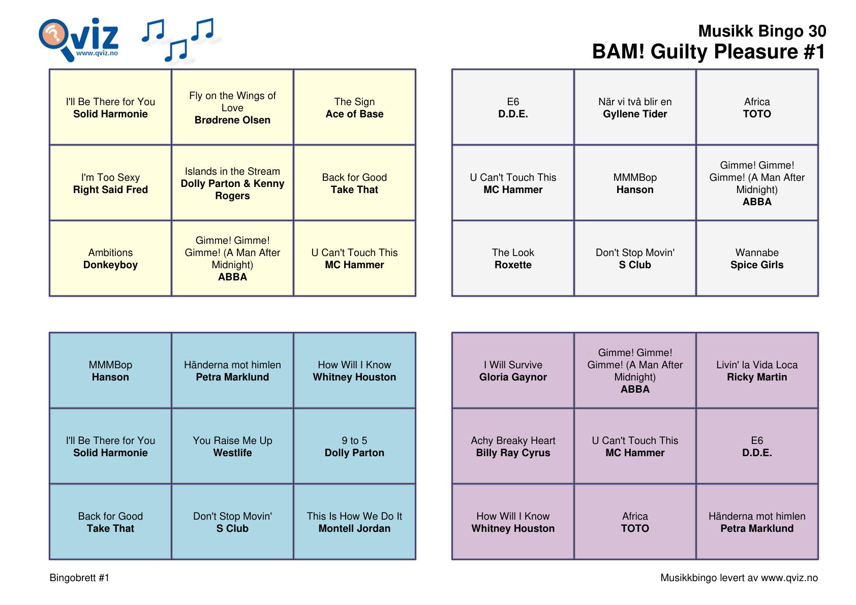 BAM! What a Music Bingo Guilty Pleasure - Bilde 19