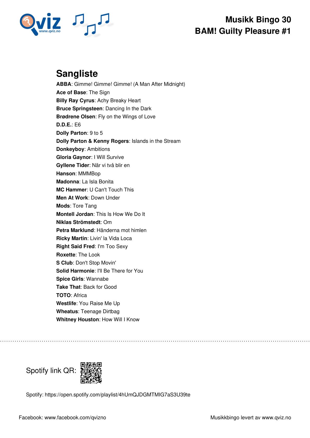 BAM! What a Music Bingo Guilty Pleasure - Bilde 18
