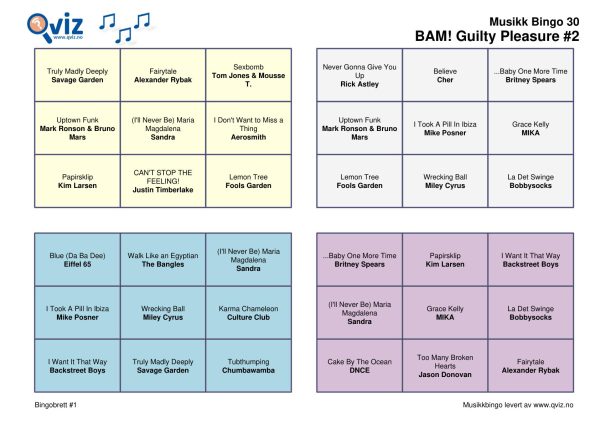 BAM! What a Music Bingo Guilty Pleasure - Bilde 17
