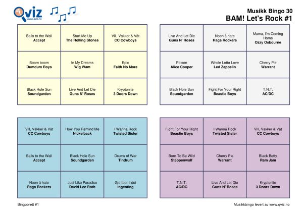 BAM! What a Music Bingo Let's Rock - Bilde 19