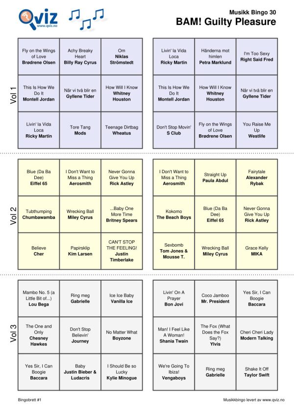 BAM! What a Music Bingo Guilty Pleasure - Bilde 13