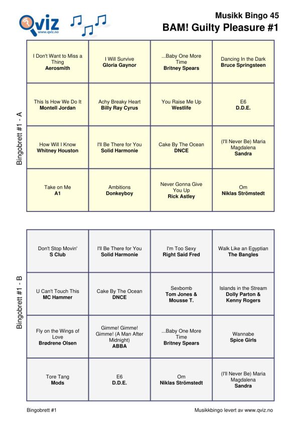 BAM! What a Music Bingo Guilty Pleasure - Bilde 11