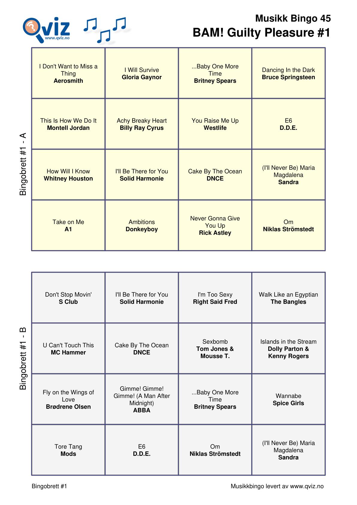 BAM! What a Music Bingo Guilty Pleasure - Bilde 11