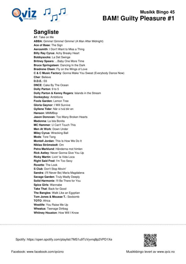 BAM! What a Music Bingo Guilty Pleasure - Bilde 10