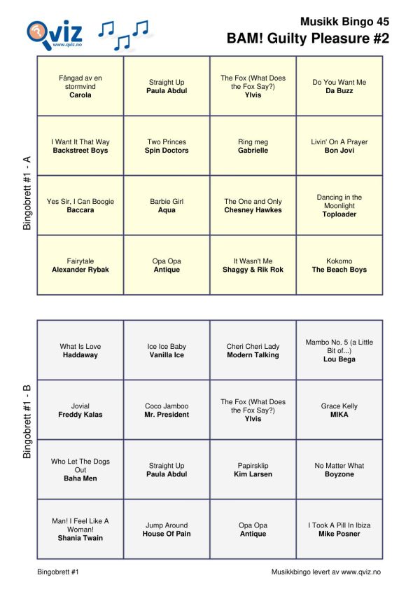 BAM! What a Music Bingo Guilty Pleasure - Bilde 9