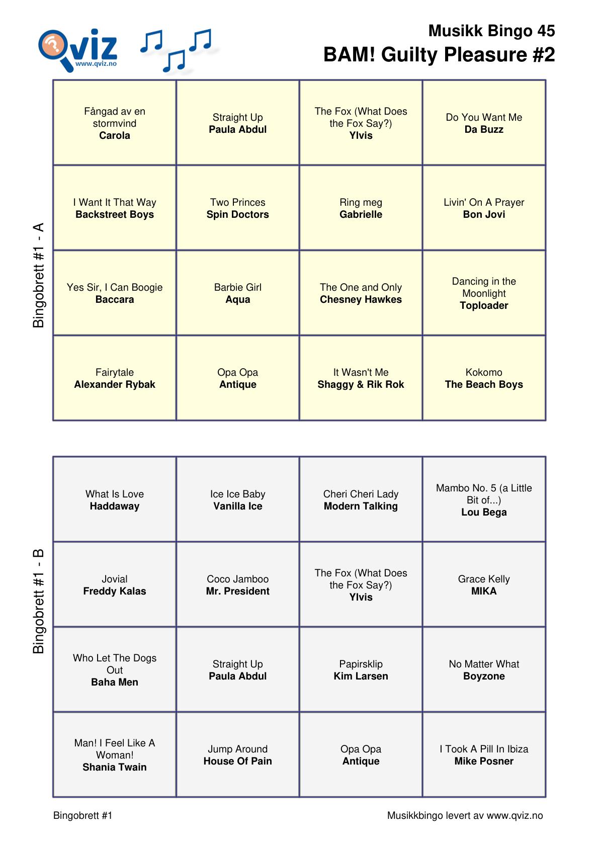 BAM! What a Music Bingo Guilty Pleasure - Bilde 9