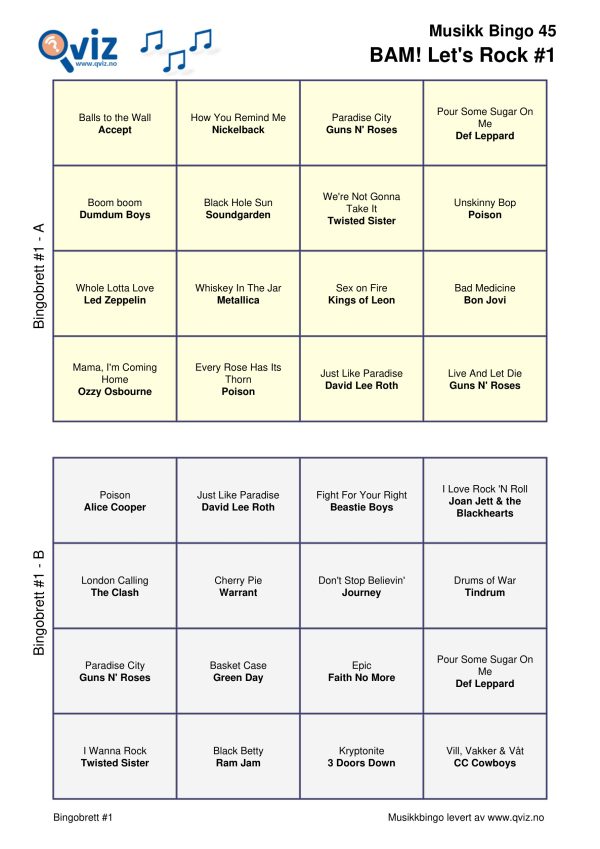 BAM! What a Music Bingo Let's Rock - Bilde 11