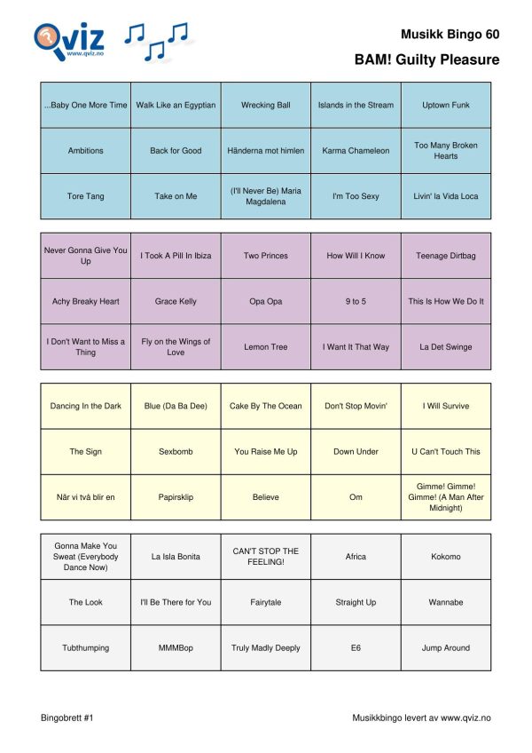 BAM! What a Music Bingo Guilty Pleasure - Bilde 7