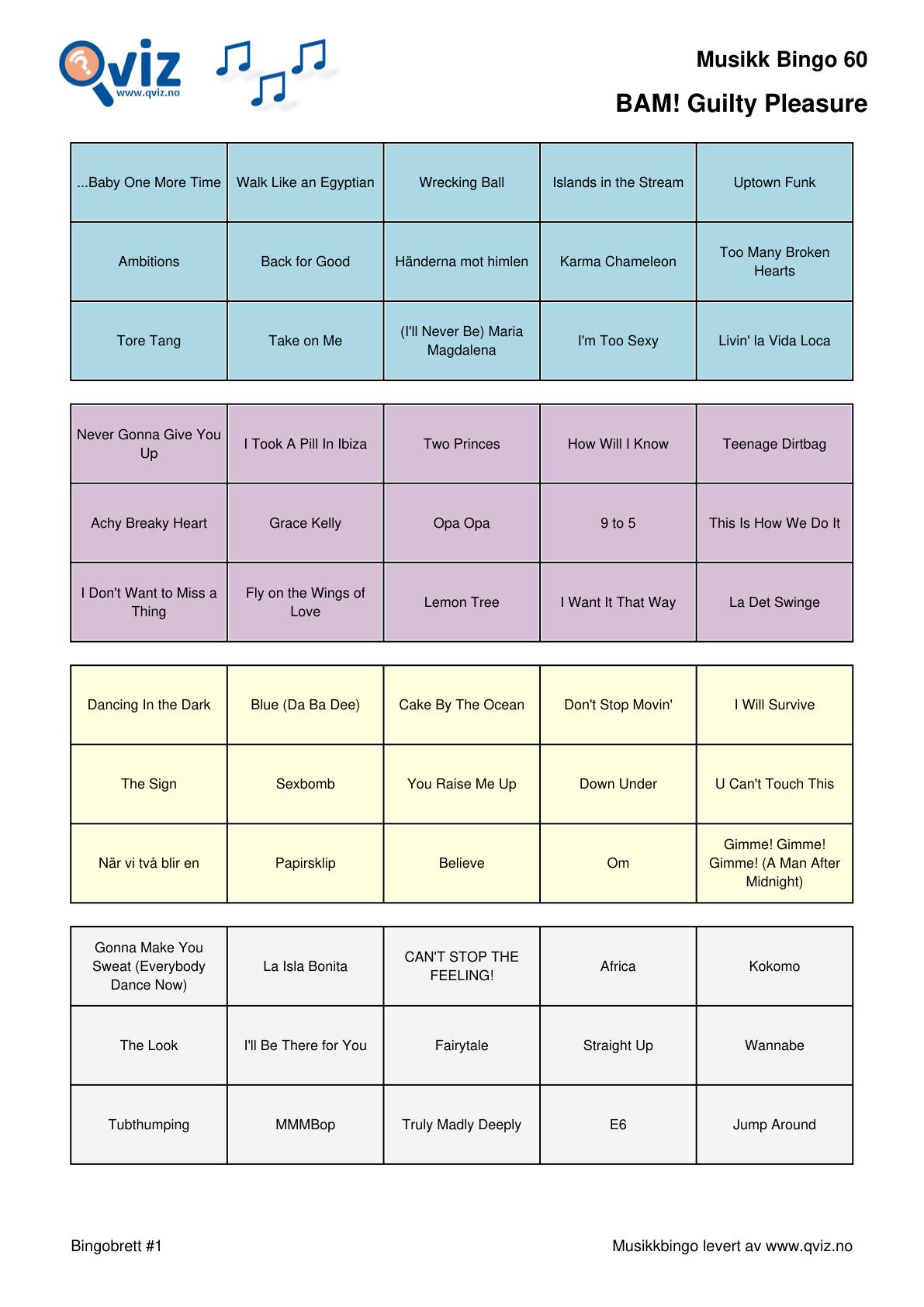 BAM! What a Music Bingo Guilty Pleasure - Bilde 7