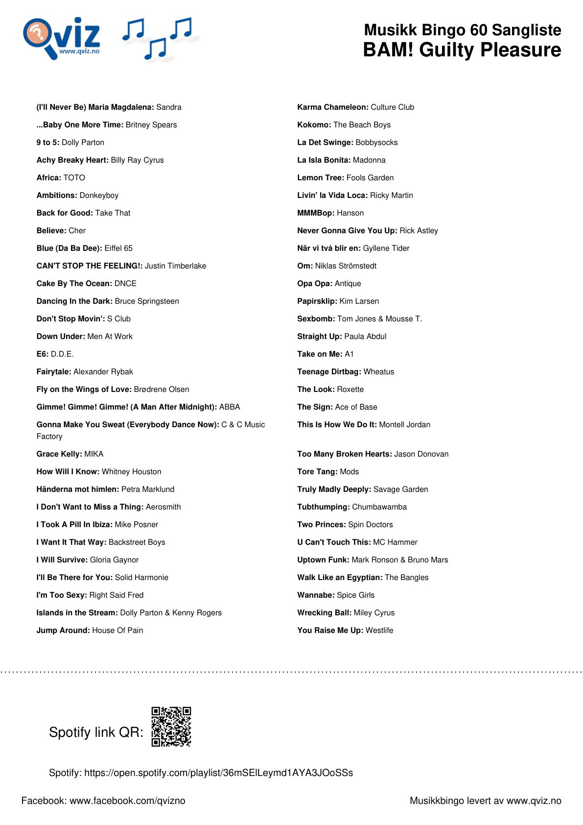 BAM! What a Music Bingo Guilty Pleasure - Bilde 6