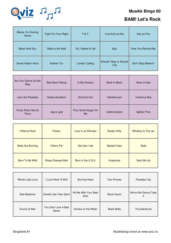 BAM! What a Music Bingo Let's Rock - Bilde 7