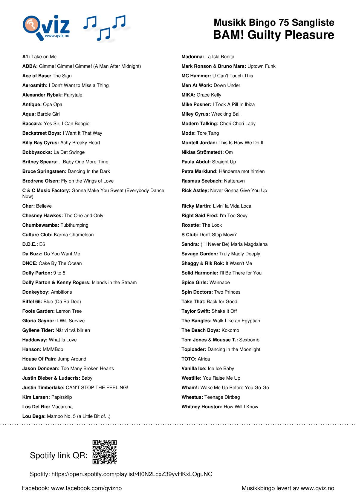 BAM! What a Music Bingo Guilty Pleasure - Bilde 4