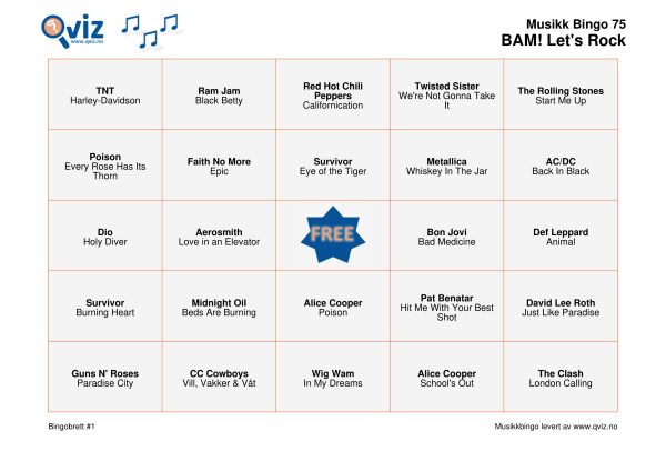 BAM! What a Music Bingo Let's Rock - Bilde 5
