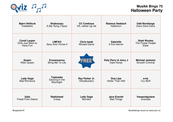 Halloween Party Musikk Bingo - Bilde 5