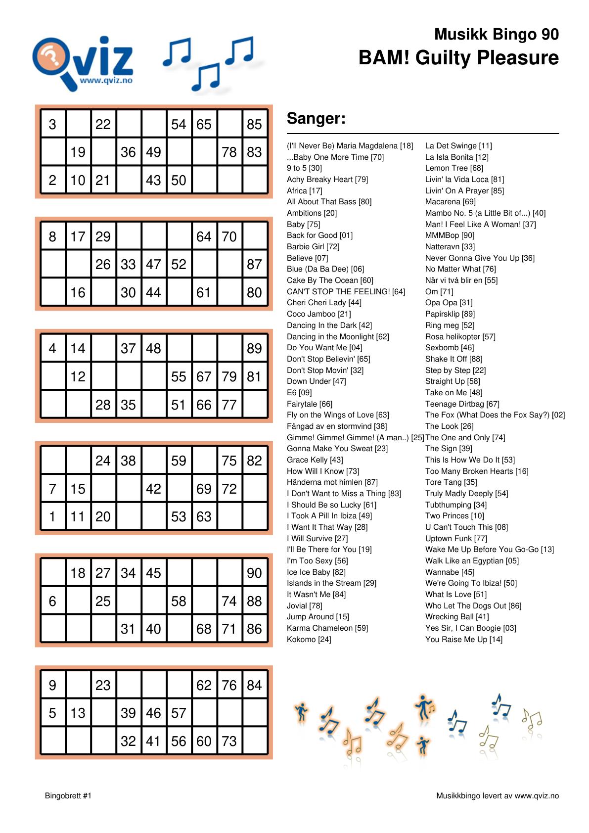 BAM! What a Music Bingo Guilty Pleasure - Bilde 3